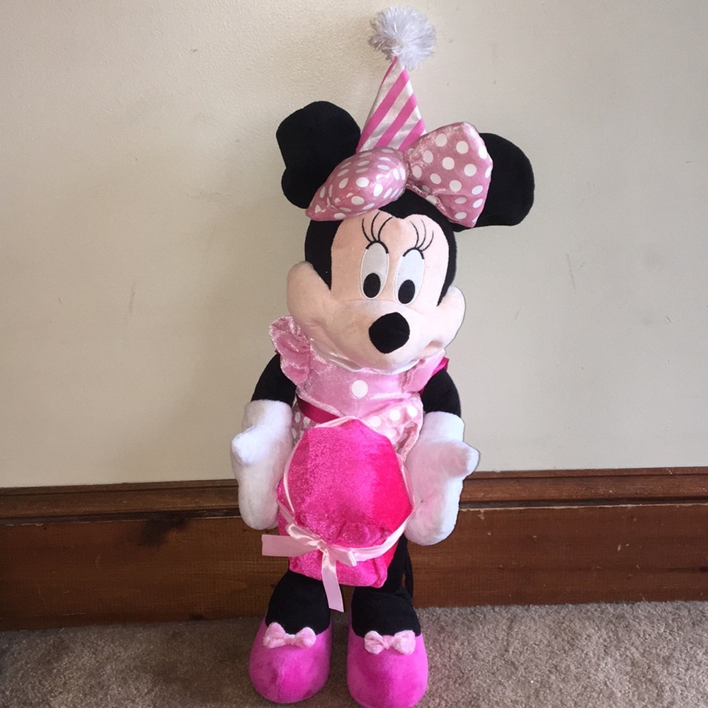 Disney Birthday Minnie Mouse Pink Plush Decor